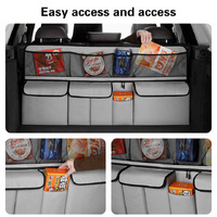 Grey Car Trunk Storage Bag - Large Capacity Oxford Cloth Multi-Purpose Hanging Organizer with Mesh Pockets and Backseat Storage thumbnail