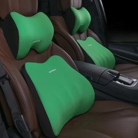 Green Memory Foam Car Seat Neck and Lumbar Support Set - Ergonomic Cushion for Office, Home, and Driving thumbnail
