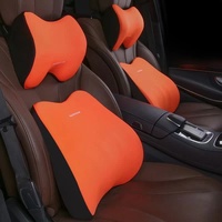 Orange Memory Foam Car Seat Neck and Lumbar Support Set - Ergonomic Cushion for Office, Home, and Driving thumbnail