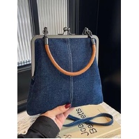 Blue Handmade Denim Patchwork Small Crossbody Bag – Women’s Shoulder & Handbag with Vintage Style thumbnail