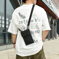 Black Water-Resistant Nylon Crossbody Phone Bag - Compact Travel Wallet & Card Holder for Men and Women(Mobile phones and cards are shooting props, no thumbnail