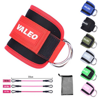 Black Set (2 Ankle Straps + 3 elastic ropes + 1 mesh bag) Adjustable Ankle Straps for Leg and Glute Training - EVA Padded Gym Foot Straps thumbnail