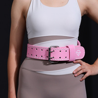 Size L Pink Professional Weightlifting Belt with Sponge Padding for Deep Squat and Deadlift - Men and Women Fitness Support thumbnail