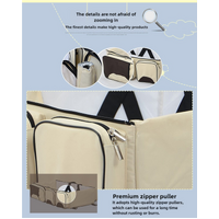 Beige-Brown Patchwork Multifunctional Foldable Baby Crib Mommy Bag | Large Capacity Diaper Bag | Portable Shoulder and Handheld Baby Essentials Bag thumbnail