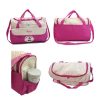Small Pink Fashionable Large-Capacity Cartoon Bear Shoulder Crossbody Mommy Bag – Stylish and Functional Diaper Bag thumbnail