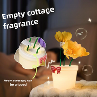 Purple Flowers Silicone Touch Flower Aromatherapy Night Light Pot - Romantic Home Decor for Kids and Adults thumbnail