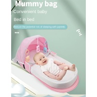 Grey Portable Multi-Purpose Baby Bed and Diaper Backpack - Lightweight, Waterproof, Canvas + Polyester Material, Travel Essential for Moms(With mosqui thumbnail