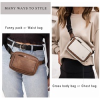 Black And Brown Color Matching Adjustable Waterproof PU Leather Waist Bag - Stylish Crossbody Belt Bag for Men & Women thumbnail