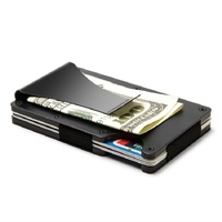 2 Pcs Black Aluminum Alloy RFID Blocking Wallet - Compact, Lightweight Credit Card Holder and Money Clip thumbnail