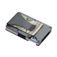 2 Pcs Grey Aluminum Alloy RFID Blocking Wallet - Compact, Lightweight Credit Card Holder and Money Clip thumbnail