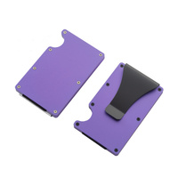 2 Pcs Purple Aluminum Alloy RFID Blocking Wallet - Compact, Lightweight Credit Card Holder and Money Clip thumbnail