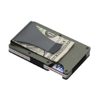 2 Pcs Dark Green Aluminum Alloy RFID Blocking Wallet - Compact, Lightweight Credit Card Holder and Money Clip thumbnail