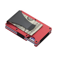 2 Pcs Red Aluminum Alloy RFID Blocking Wallet - Compact, Lightweight Credit Card Holder and Money Clip thumbnail