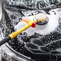 Yellow and Black Rotating Car Washing Brush with Foam Sprayer, High-Pressure Cleaning Tool, 5m Hose Kit for Convenient Vehicle Cleaning thumbnail