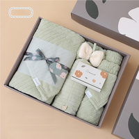 Green Soft Coral Fleece Towel and Bath Towel Gift Set - 5-Piece Luxurious Absorbent Set thumbnail