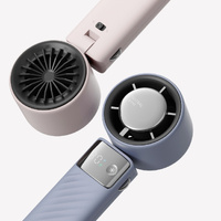 Black Portable Turbo Handheld USB Rechargeable Fan with Digital Speed Display - High-Speed Cooling Fan for Outdoor Use thumbnail