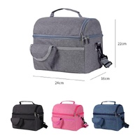 Grey Large Insulated Breast Milk Storage Bag, Dual Layer with Aluminum Foil Lining, Waterproof Oxford Fabric, Portable Handheld Food Container thumbnail