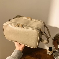 Pink Large Capacity Makeup Organizer Bag - Travel-Friendly Double-Zip Cosmetic Storage Case for Women(Makeup items are shooting props and are not incl thumbnail