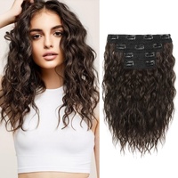 Black and Brown 12-Inch Clip-in Wavy Hair Extensions - 4-Piece Set,  Easy to Apply, Instant Volume Boost thumbnail