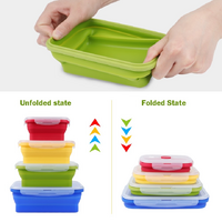 3-piece Set Pink Collapsible Silicone Food Storage Containers Set - 350ML, 500ML, 800ML | BPA-Free, Microwave, Dishwasher & Freezer Safe | Foldable &  thumbnail