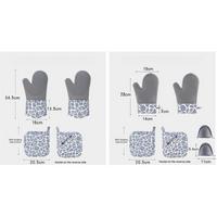 Grey 4-Piece Set Heat Resistant Silicone Kitchen Gloves Set - 4-Piece Set with Oven Mitts & Pot Holders for Safe Cooking & Baking thumbnail