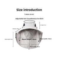 Grey Outdoor Sun Hat with Face & Neck Protection, Quick-Dry, Breathable UV Protection Cap for Men and Women - Adjustable, Dust & Insect Repellent Hiki thumbnail