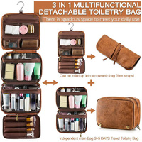 Coffee Luxury PU Business Travel Toiletry Bag - Large Capacity Waterproof Makeup Organizer with Dividers - Portable & Stylish Bathroom Storage thumbnail