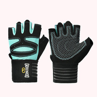 Size M Black And Blue Breathable Anti-Slip Gym Gloves for Workout and Weightlifting - Durable, Adjustable Fitness Gloves for Men and Women thumbnail
