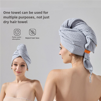 2 Pcs Grey Super Absorbent Waffle Weave Hair Towel, Multi-Functional Quick Drying Turban for Women, Soft & Fast Drying Head Wrap thumbnail