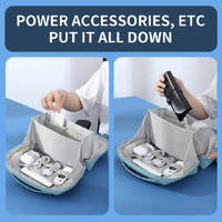 Blue Large Capacity Multi-functional PU Digital Storage Organizer Bag, Waterproof & Portable, for Cables, Chargers, and Accessories thumbnail