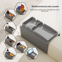 Grey Multi-Function Sofa Cup Holder Tray, Silicone Drink Organizer, Adjustable and Easy-to-Clean Sofa Armrest Storage Box for Drinks, Snacks, and Gadg thumbnail