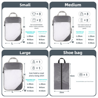 4-piece Set Grey Compression Travel Storage Bags Set, Mesh Travel Organizers for Luggage, Foldable and Space-Saving Packing Cubes thumbnail