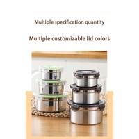 Brown 3-Piece 304 Stainless Steel Food Storage Set with Leak-Proof Lids – Round Design for Fridge and Meal Prep thumbnail