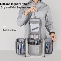 Pink Large Capacity Travel Toiletry Bag with Dry-Wet Separation - Hanging Organizer for Cosmetics and Personal Care thumbnail