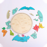 Colorful Wooden World Map Puzzle – 7 Continents Educational Geography Toy for Kids thumbnail