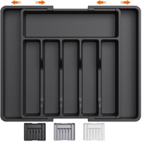 Grey Adjustable Polypropylene Kitchen Drawer Organizer - 8 Compartments, Large Capacity, Easy to Clean thumbnail