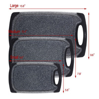 Black 3-Piece Marble Pattern Cutting Board Set – Non-slip PP Plastic, Hanging Design, Kitchen Knife Chopping Board for Vegetable and Meat Prep thumbnail