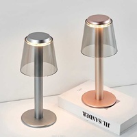 Silver Stylish Transparent Desk Lamp with Touch Control, LED, Type-C Charging - Simple and Modern Design thumbnail