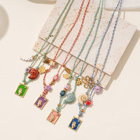 Green Pendant Style Colorful Necklace for Women - Trendy Hand & Shell Jewelry Set thumbnail