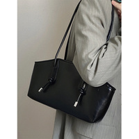 Elegant Black PU Handbag with Stylish Chain Closure – Spacious and Versatile Shoulder Bag thumbnail