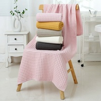Light Brown Luxury Cotton Waffle Bath Towel, Soft, Quick-Drying, Water Absorbent, Unisex, for Home Use thumbnail
