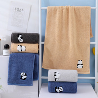 2 Pcs Blue Panda Print Soft Cotton Hand Towel, Super Absorbent Mini Towels, 34x75cm thumbnail