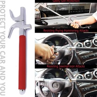 Red Multifunctional Car Steering Wheel Lock - Adjustable and Telescopic Anti-theft & Window Breaker Safety Tool thumbnail