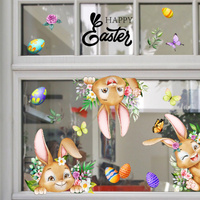 3 Sheet， Creative Easter Bunny & Egg Window Decal - Adhesive Wall Stickers for Living Room & Bedroom (60cm x 30cm) thumbnail