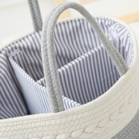 White Stylish Cotton Rope Basket for Clothing & Toys - Woven Storage Organizer, 38x23x18cm thumbnail
