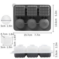 2 PCS Sphere & Square Ice Cube Tray (Gray) - Novelty Silicone Ice Maker for Whiskey Cocktails thumbnail