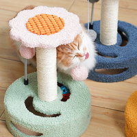 Blue Bold Flower Cat Scratching Post - Interactive Plush & Sisal Cat Toy with Teaser Balls thumbnail