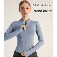 L Coffee Brown High-Stretch Slim Fit Yoga Jacket - Full Zip Workout Sports Jacket for Women thumbnail