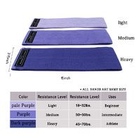 Purple Colour Scheme Fabric Resistance Bands Set - 3 Levels Non-Slip Hip Bands for Strength Training thumbnail