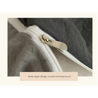 Grey 1.5m Bed Fitted Sheet Set with 200x230cm Duvet Cover - 4-Piece Bedding Set thumbnail